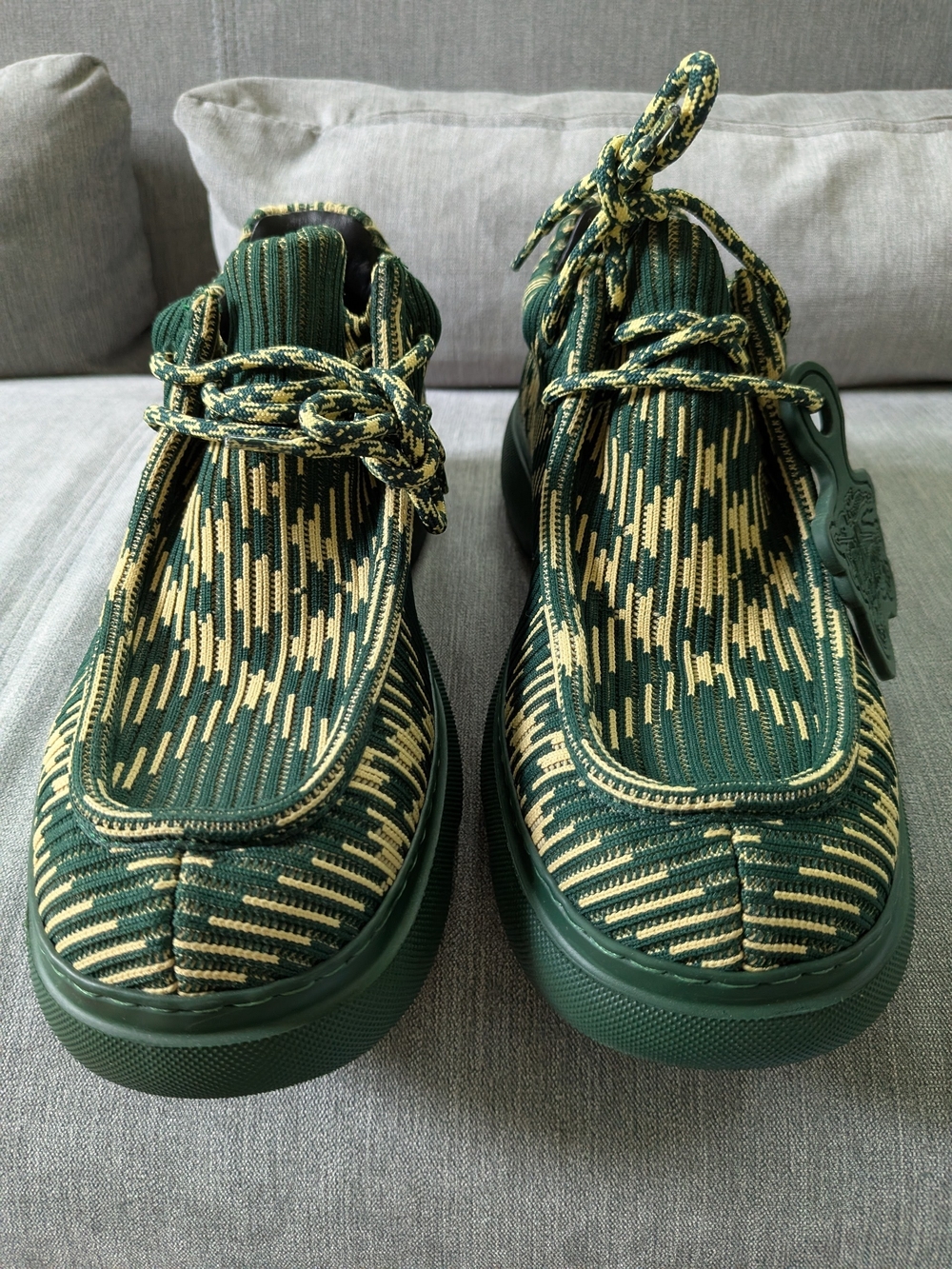 Burberry Green & Tan Woven Slip-On Shoe